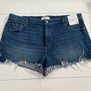 Abercrombie & Fitch Dark Blue Distressed Jean Shorts